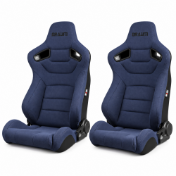 Braum Elite Series Blue Cloth Black Stitch Racing Seats: Pair